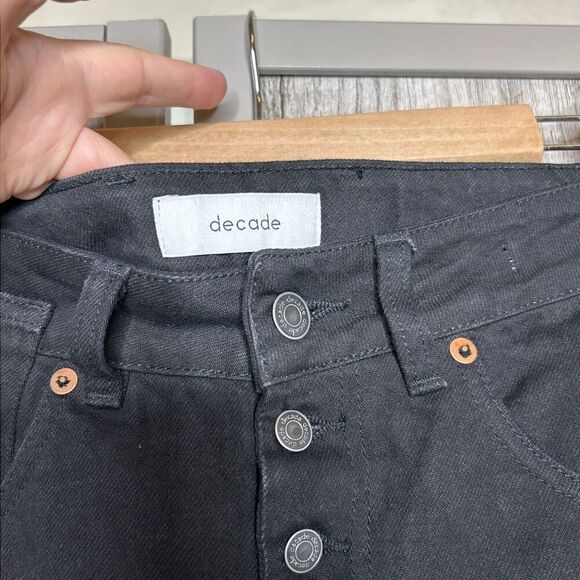 Decade Studio Jeans Size 30 Black Color Button Fly 100% Cotton High Rise - Picture 5 of 8